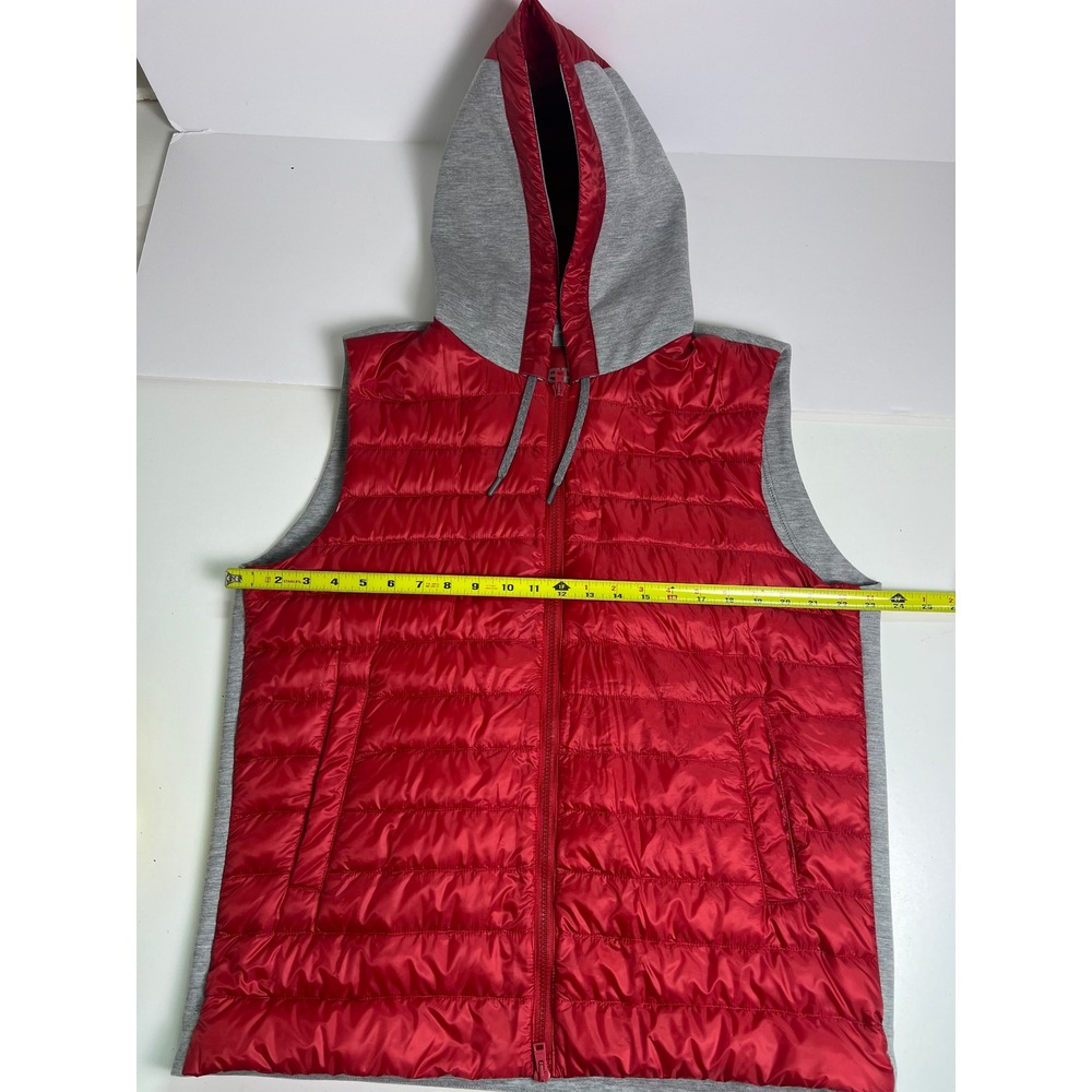 HERNO Puffer Vest Hooded Full Zip Red Grey Men's‎ Size 54 XXL Down Filled